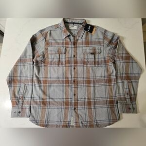 NEW JETTY Men's Arbor Flannel shirt in Grey w/brown